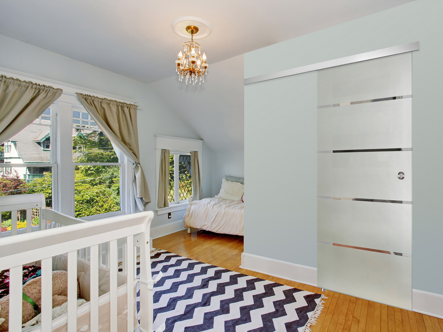Single Sliding Glass Door for baby rooms or kids rooms